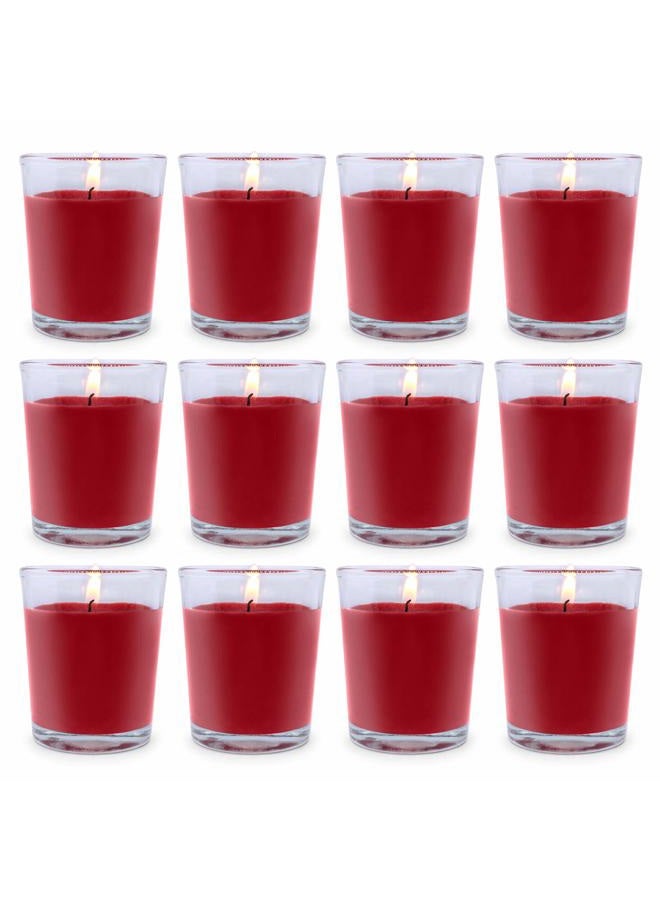 BERYSCEN Set of 12 Red Votive Candles for Christmas Valentine's, Unscented Candles for Home Weddings Party Festival Decorative and DIY - Image 1