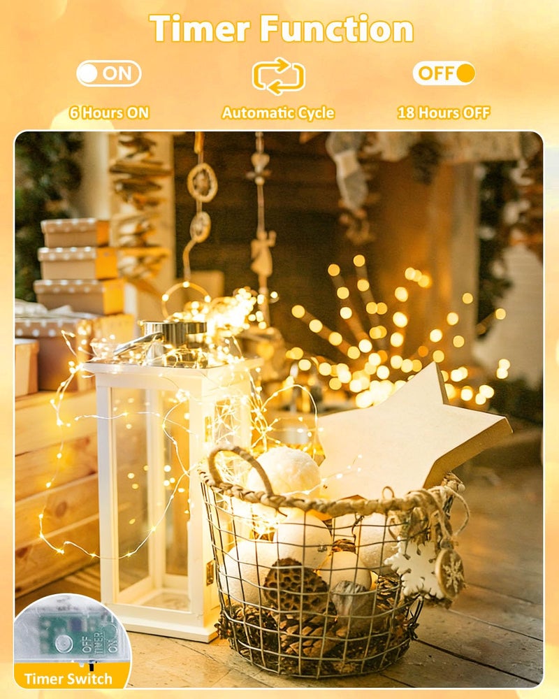 BOSSERN 4 Pack 60 LED Fairy Lights Battery Operated with Timer, 20FT Waterproof Twinkle Lights Indoor Outdoor, Cuttable String Lights for Bedroom, Wedding, DIY, Centerpiece, Christmas Decorations (Warm White) - Image 3