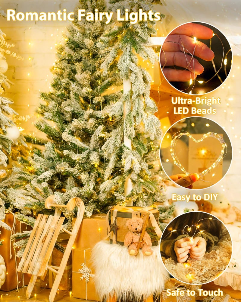 BOSSERN 4 Pack 60 LED Fairy Lights Battery Operated with Timer, 20FT Waterproof Twinkle Lights Indoor Outdoor, Cuttable String Lights for Bedroom, Wedding, DIY, Centerpiece, Christmas Decorations (Warm White) - Image 2