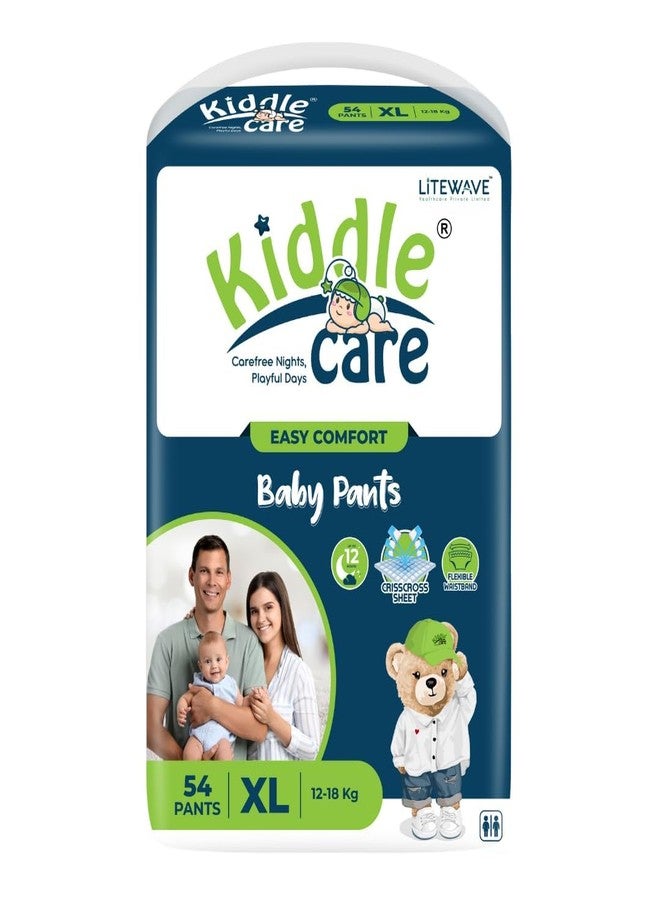 Kiddle Care Easy Comfort Baby Diaper Pants | Extra Large (XL) | 12-18 Kg | 54 Pieces | Up to 12 Hours Protection, Prevents Leakage, Wetness Indicator Breathable Comfy Fit Keeps Baby Dry All Day - Image 1
