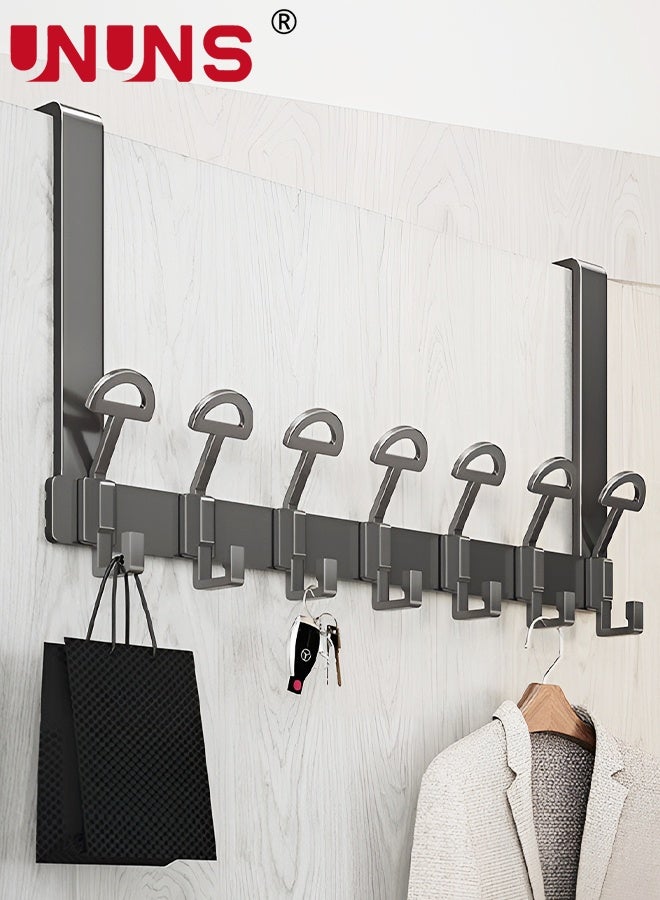 UNUNS Over The Door Hooks,7 Hook Sturdy Door Hanger,Heavy Duty Easy to Install, for Bathroom,Bedroom,Kitchen,Hanging Towels,Coats - Image 1