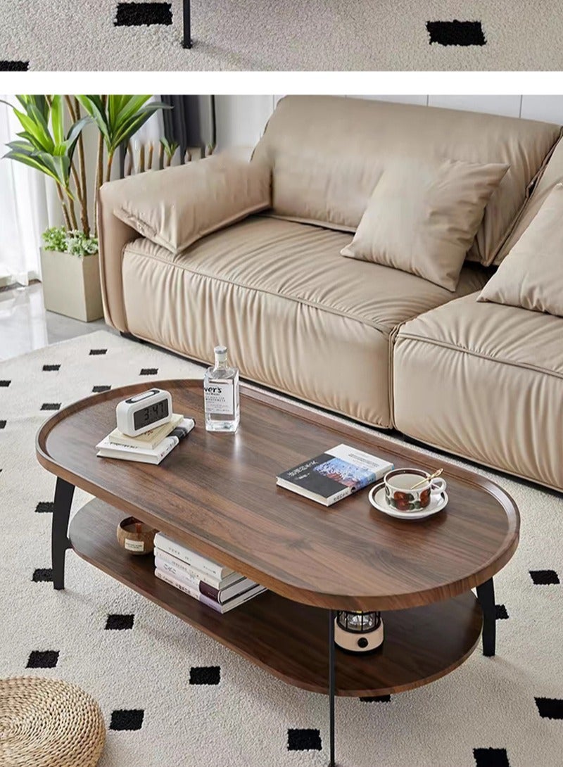 Generic Nordic Modern Simple Double-Layer Coffee Table Living Room Side Table Small Sofa Table Bedroom Bay Window Coffee Table Living Room Storage Table 100*60*48cm  - Image 2