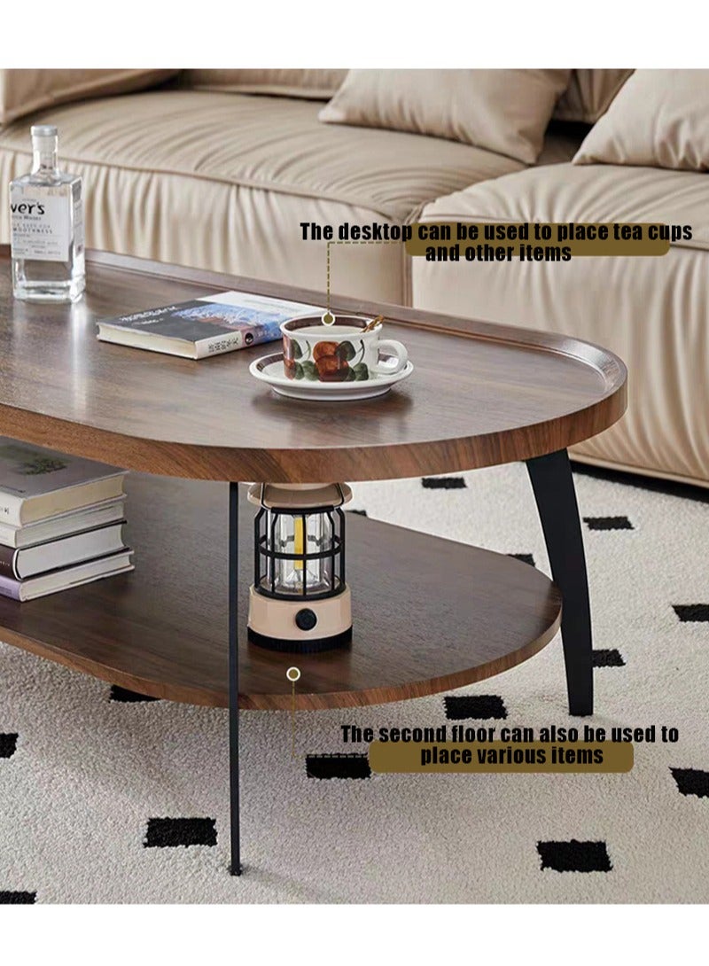 Generic Nordic Modern Simple Double-Layer Coffee Table Living Room Side Table Small Sofa Table Bedroom Bay Window Coffee Table Living Room Storage Table 100*60*48cm  - Image 3