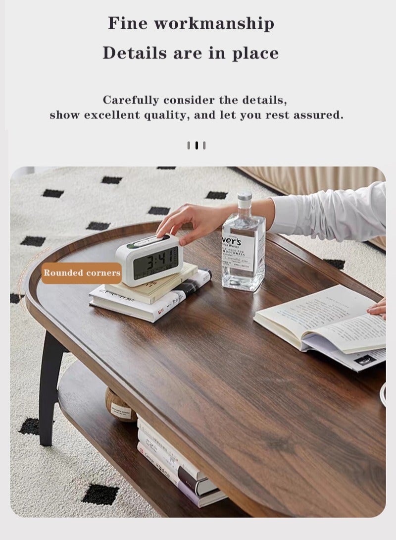Generic Nordic Modern Simple Double-Layer Coffee Table Living Room Side Table Small Sofa Table Bedroom Bay Window Coffee Table Living Room Storage Table 100*60*48cm  - Image 5