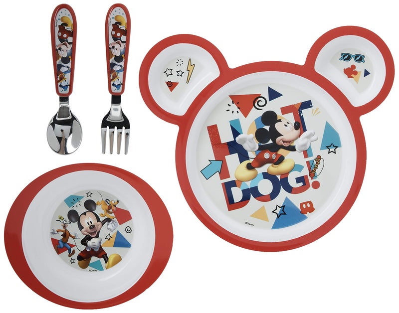 The First Years Disney Mickey Mouse Dinnerware Set - Toddler Plates and Toddler Utensils- 4 Count - Image 2