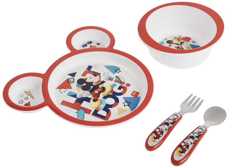 The First Years Disney Mickey Mouse Dinnerware Set - Toddler Plates and Toddler Utensils- 4 Count - Image 4
