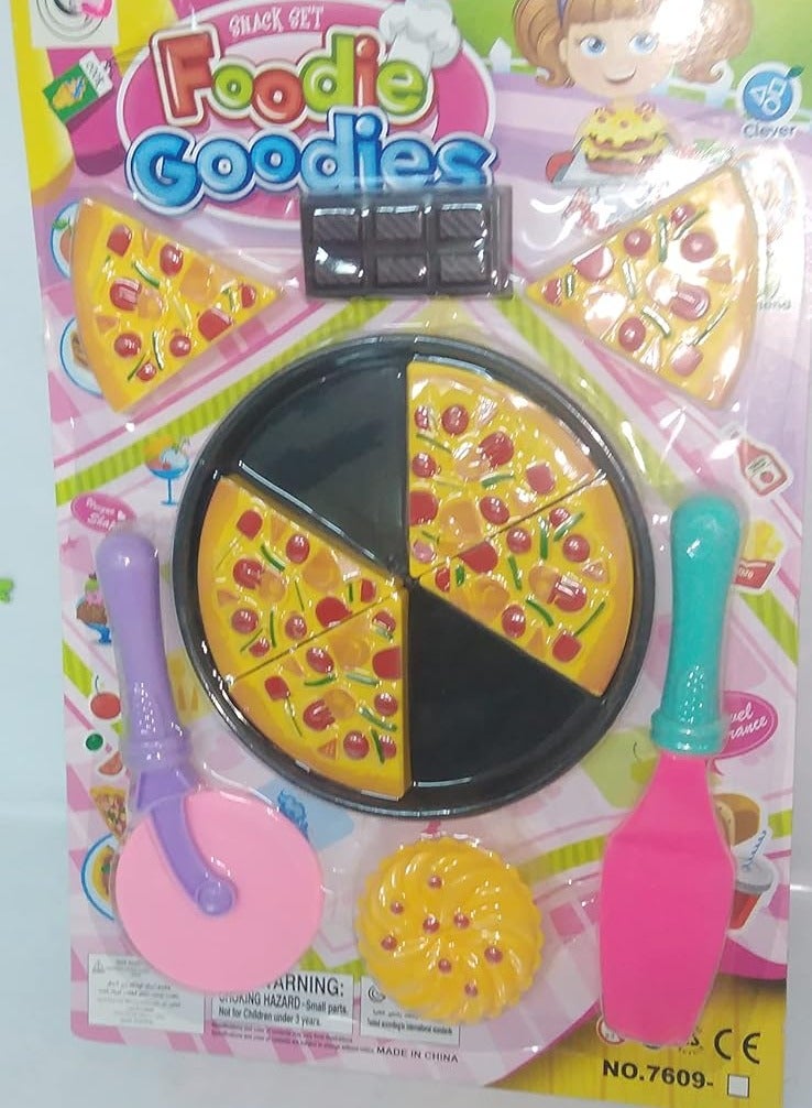 كارت بيتزا مع قطاعة لعبة وشوكولاته ( العاب محاكاة المطبخ للاطفال ) - Image 1