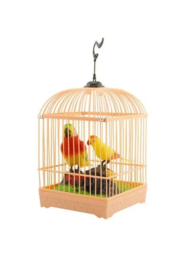 Voice activated toy parrot Two Happy Birds With Cage Playset - Image 2