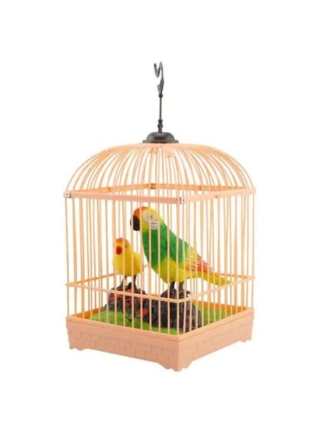 Voice activated toy parrot Two Happy Birds With Cage Playset - Image 1