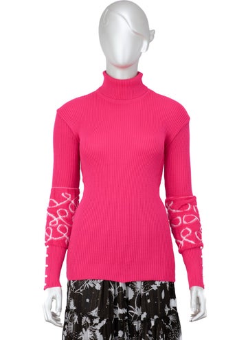 Oppland Women's Winter Stylish Beaded Full Turtleneck Long Sleeve Fitted Lycra Knitted Knitwear Bodysuit Sweater  - Image 1