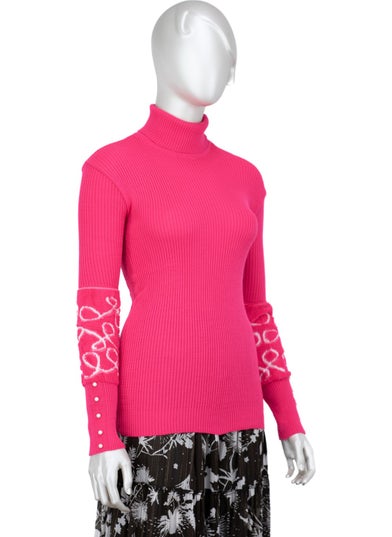 Oppland Women's Winter Stylish Beaded Full Turtleneck Long Sleeve Fitted Lycra Knitted Knitwear Bodysuit Sweater  - Image 2