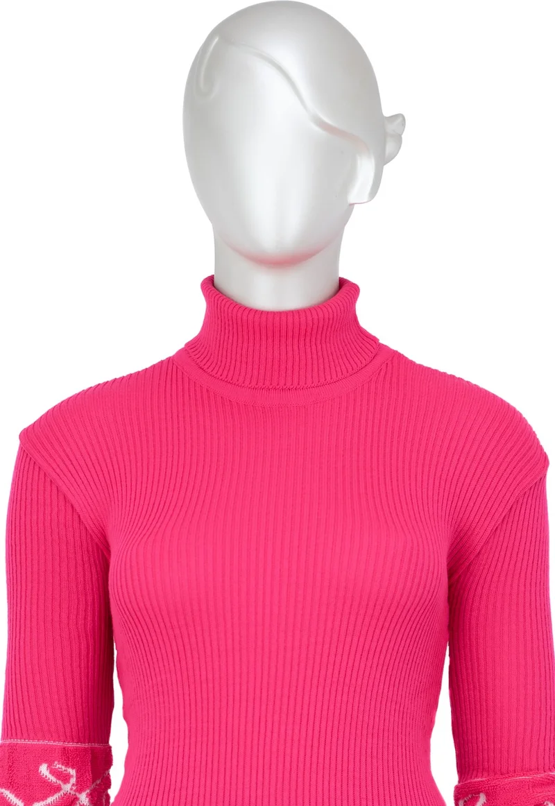 اوبلاند Women's Winter Stylish Beaded Full Turtleneck Long Sleeve Fitted Lycra Knitted Knitwear Bodysuit Sweater