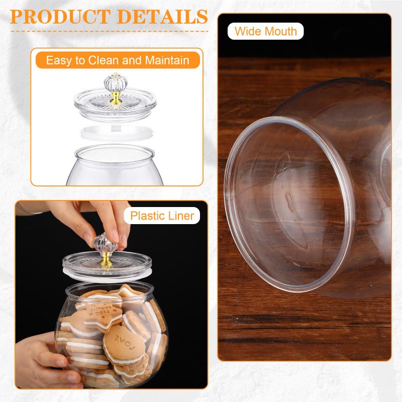 Nuogo 4 Pcs Candy and Cookie Jars with Lids 30/42/64/80/90 Oz Clear Plastic Cookie Container Candy Jars Large Airtight Apothecary Storage Organization for Wedding Home Kitchen Bar(30 oz) - Image 4