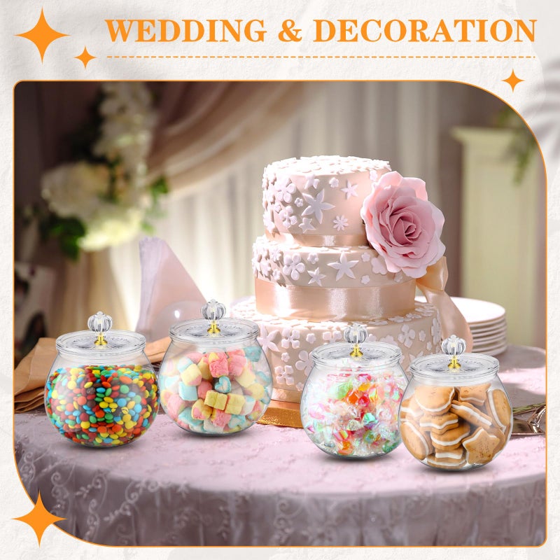 Nuogo 4 Pcs Candy and Cookie Jars with Lids 30/42/64/80/90 Oz Clear Plastic Cookie Container Candy Jars Large Airtight Apothecary Storage Organization for Wedding Home Kitchen Bar(30 oz) - Image 5