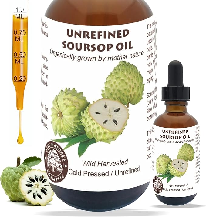 Best Nature's Cosmetics Virgin Soursop Graviola Guanabana Oil organic undiluted cold pressed unrefined 2 fl oz - Image 2