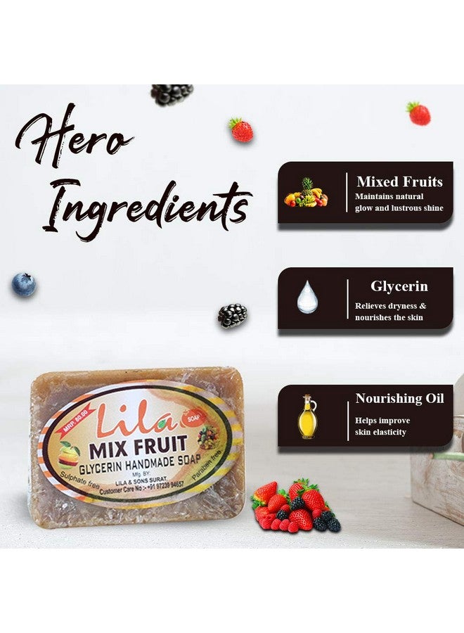 LS L&S Lila Handmade Mix Fruit Soap with Glycerine, Sulphate and Paraben and Dyes Free (Pack of 4, 100 Grams) - Image 4