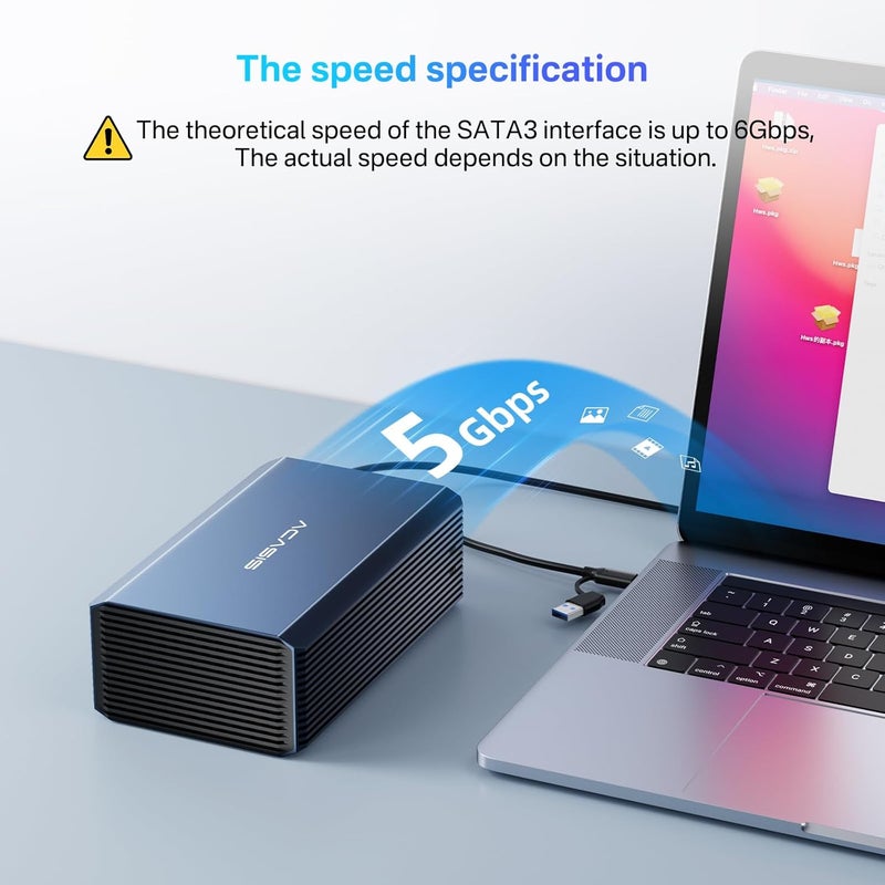 Acasis 2 Bay External Hard Drive RAID Enclosure for 2.5/3.5" SATA HDD/SSD with USB 3.0,Support RAID 0/1/JBOD/SPAN,Max 6Gbps Under UASP,36TB Capacity Raid Enclosure - Image 5