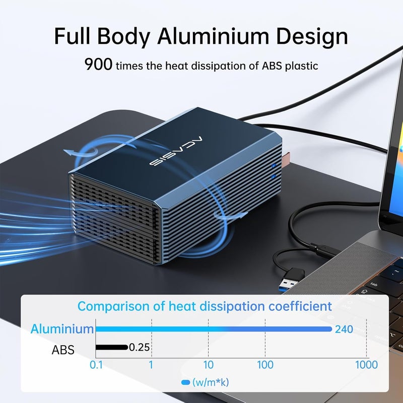 Acasis 2 Bay External Hard Drive RAID Enclosure for 2.5/3.5" SATA HDD/SSD with USB 3.0,Support RAID 0/1/JBOD/SPAN,Max 6Gbps Under UASP,36TB Capacity Raid Enclosure - Image 2