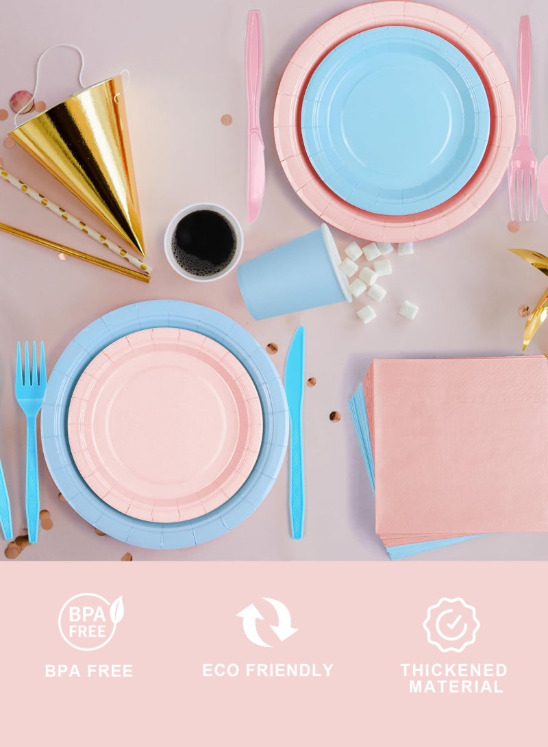 HomarKet 200 Pcs Disposable Paper Plates and Napkins,25 Guest Party Supplies Dinnerware Set Include Scalloped Plates Paper Napkin Cup Straw Plastic Spoon Fork Knive for Party,Wedding, - Image 3