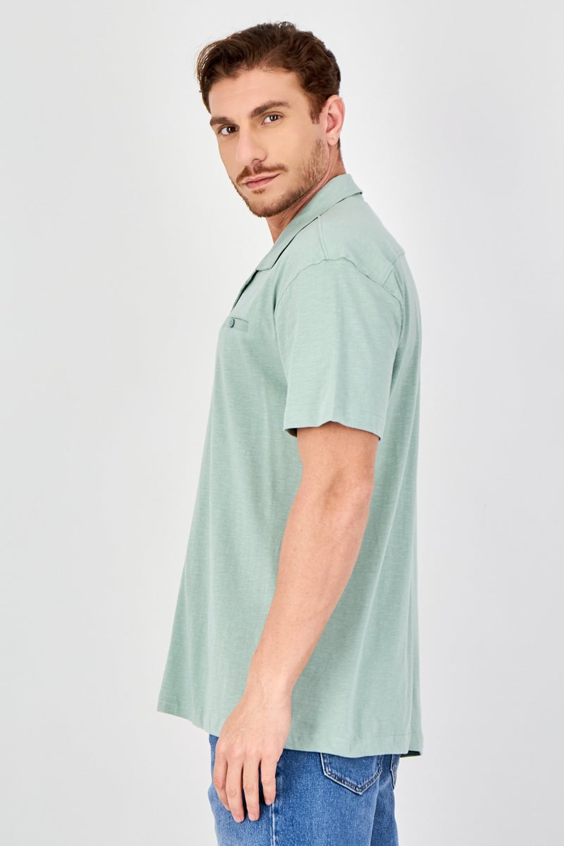 Report Collection Men Regular  Fit Heather Short Sleeve Casual Shirt, Sage - Image 2
