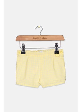 Toddler Girls Plaid Side Button Short, Yellow
