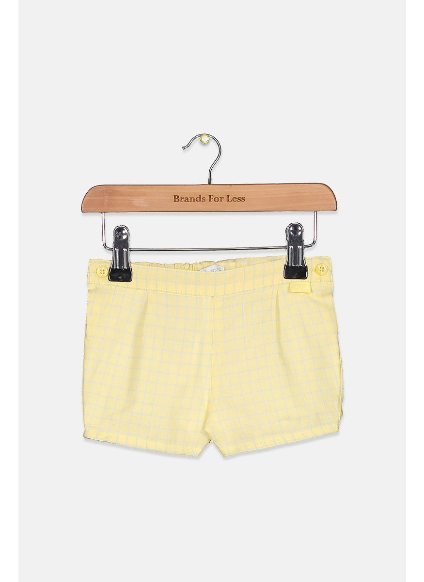 Tutto Piccolo - Toddler Girls Plaid Side Button Short, Yellow - Image 1