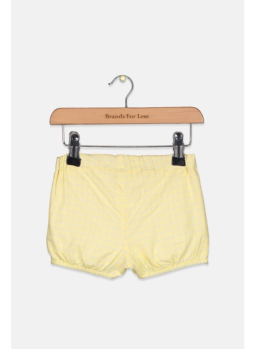 Tutto Piccolo - Toddler Girls Plaid Side Button Short, Yellow - Image 1