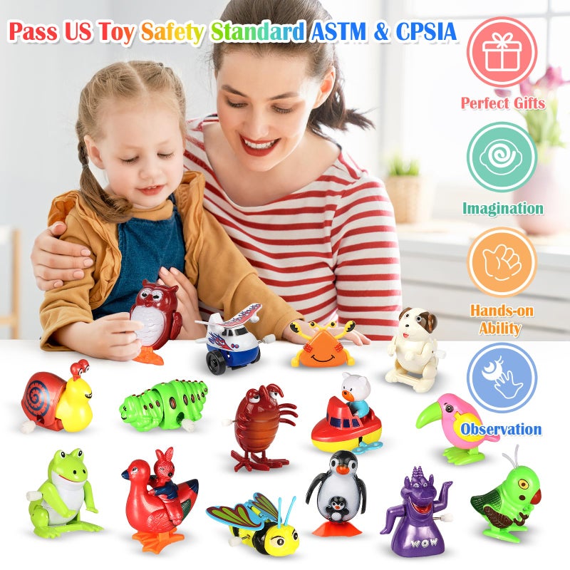 CIUGEO 32 PCS Assorted Wind-up Toys for Kids, Bulk Windup Animals Walking Jumping Swimming Flipping Clockwork Toys Stocking Stuffers for Kids, Easter Basket Stuffer - Image 5
