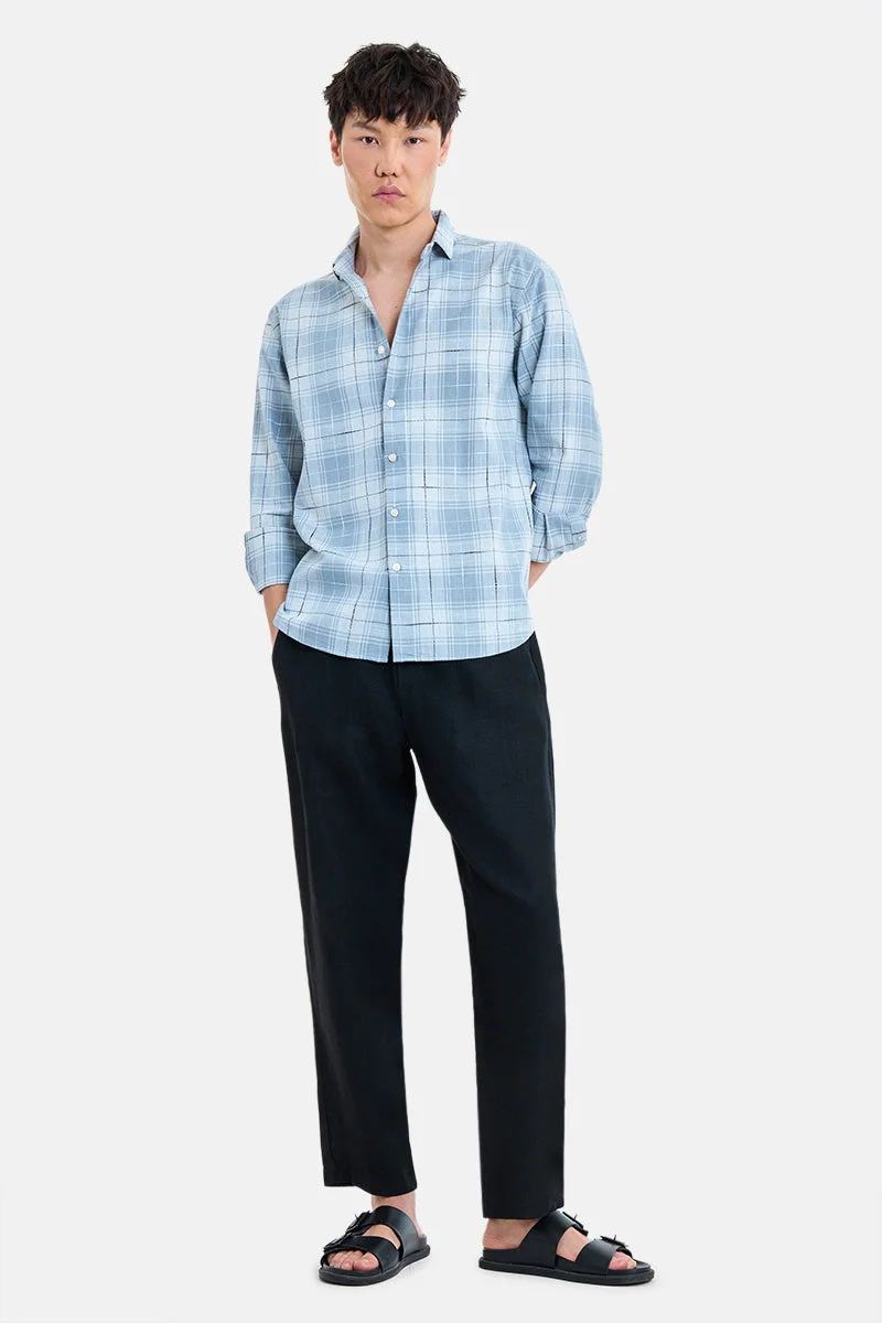 SNITCH Light Grey Checkered Long Sleeve Regular Fit Shirt