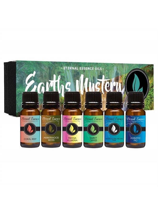 Eternal Essence Oils Earths Mystery - Gift Set of 6 Premium Fragrance Oils - Freesia Plumeria, Sweet Grass, Amberwood Moss, Adriatic Fig, Moroccan Argan Type, and Coral Reef - Eternal Essence Oils  - Image 1