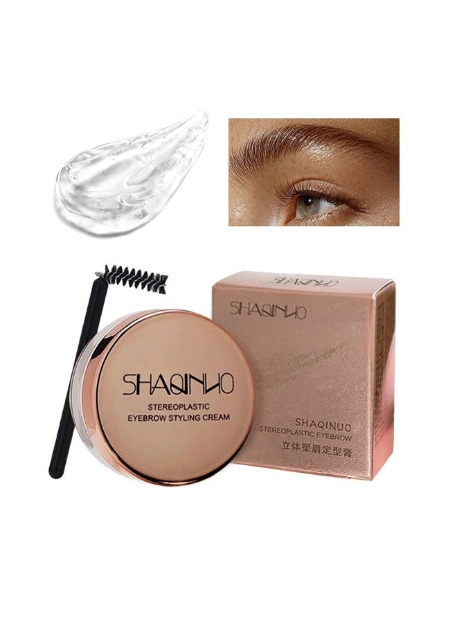 ساجيناو كريم تصفيف الحواجب المجسم - طويل الأمد ، جل حواجب شفاف مقاوم للماء وطويل الأمد ، تصفيف الحواجب وجل دهن الحواجب مع فرشاة - Image 1