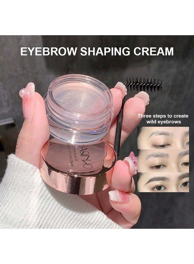 ساجيناو كريم تصفيف الحواجب المجسم - طويل الأمد ، جل حواجب شفاف مقاوم للماء وطويل الأمد ، تصفيف الحواجب وجل دهن الحواجب مع فرشاة - Image 3
