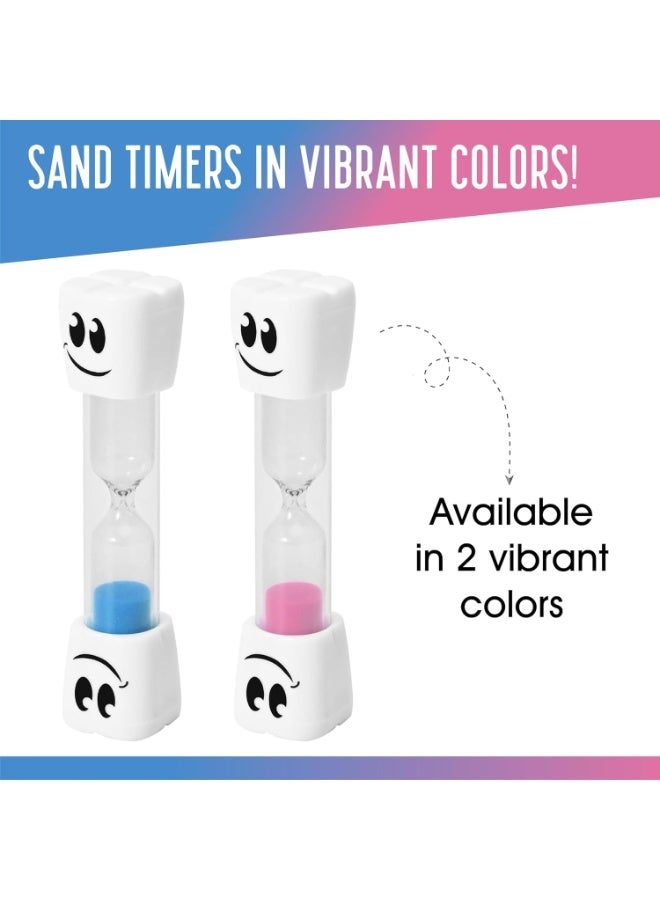 2 Pack 2 Minute Tooth Shaped Sand Timer for Kids, Cute Blue Pink Smiley Hourglass Timer, Portable Acrylic Timer for Tooth Brushing Learning & Daily Activities - Image 4