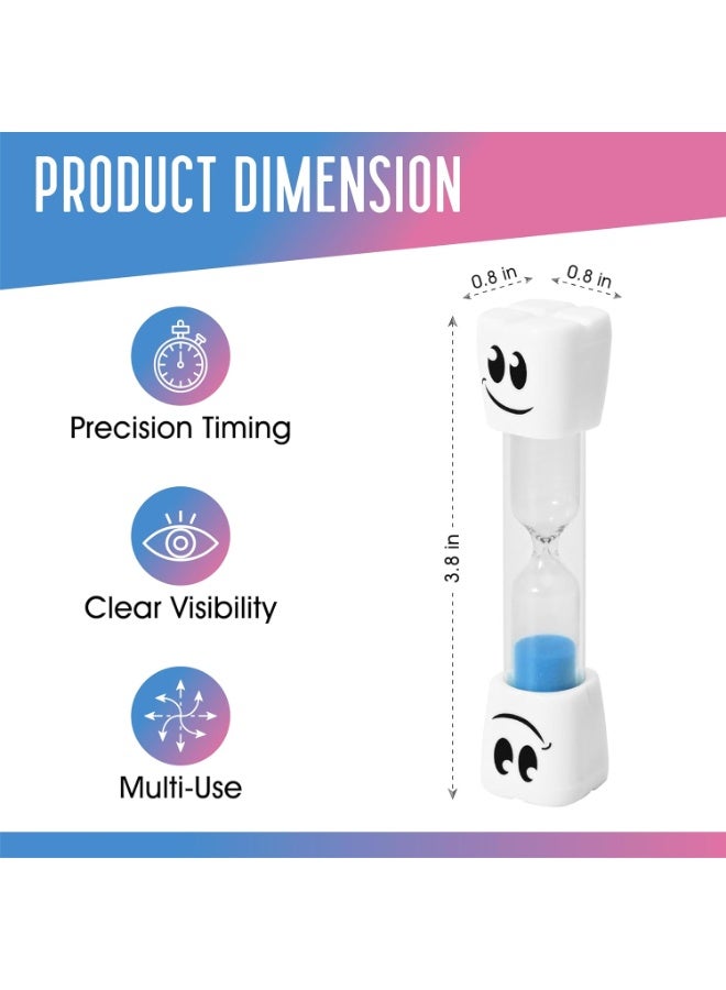 2 Pack 2 Minute Tooth Shaped Sand Timer for Kids, Cute Blue Pink Smiley Hourglass Timer, Portable Acrylic Timer for Tooth Brushing Learning & Daily Activities - Image 2
