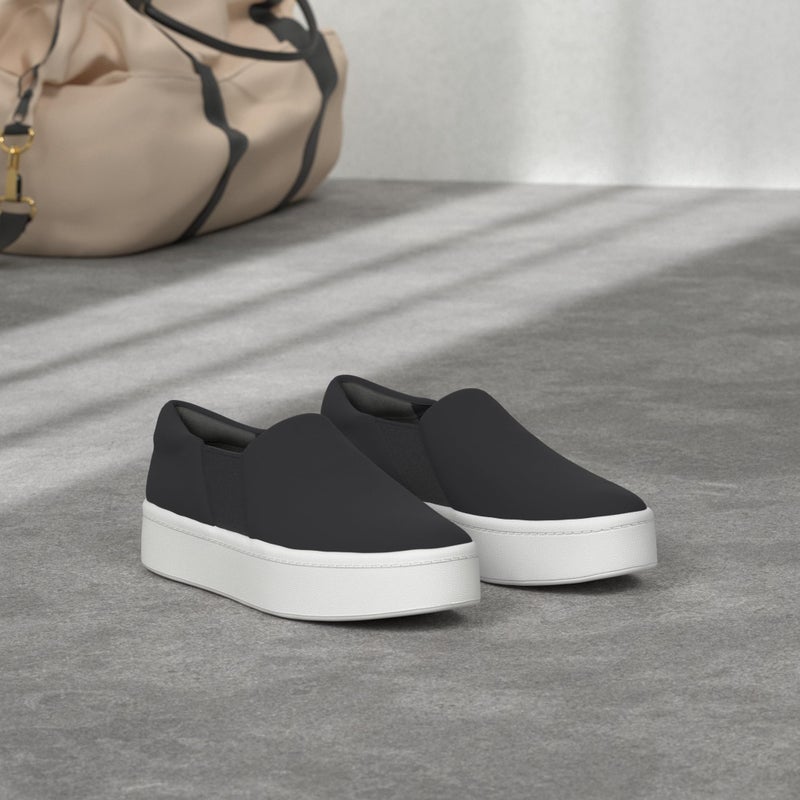 Vince Womens Warren Platform Slip On Fashion Sneakers Black Micro Stretch 9.5 M US - Image 2