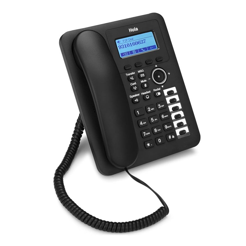 HOLA SIP Phone T12n Dual SIP, PoE, 6 One Touch Memory, HD Speaker Phone Made in India(Ebony) - Image 3