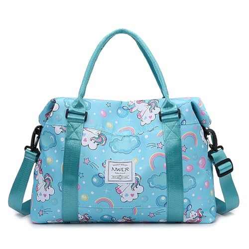 NWLR Travel Duffle Bag Weekender Overnight Bag Gym Tote with Dry and Wet Separated Pocket for Women Girls Shoulder Workout Duffel Bag Water Resistant BUnicorn - Image 1