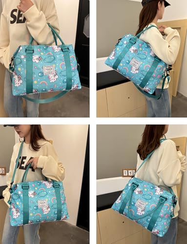 NWLR Travel Duffle Bag Weekender Overnight Bag Gym Tote with Dry and Wet Separated Pocket for Women Girls Shoulder Workout Duffel Bag Water Resistant BUnicorn - Image 3