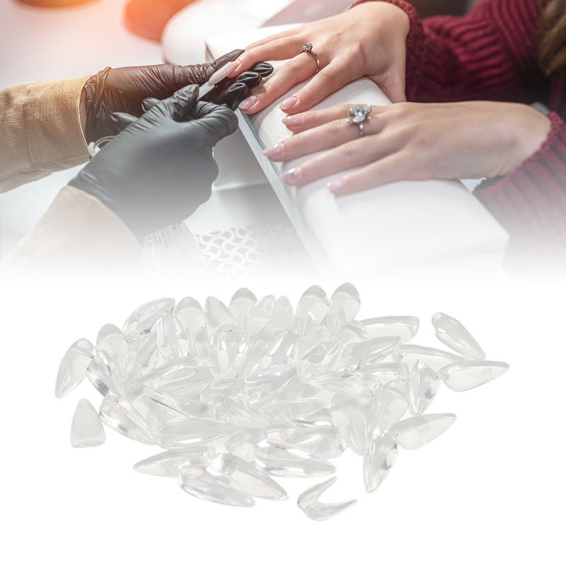 50Pcs Clear Glass Nail Polish Color Card Display Tips DIY Manicure Tool Accessories Pointed Almond Shape - Image 4