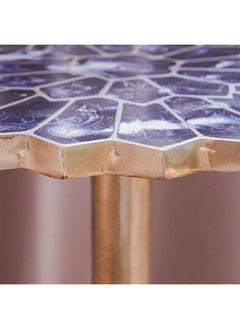 DANUBE HOME Florian Round Metal End Table  Multifunctional Living Room Table Side Table Modern Design Furniture For HomeL 45x45x62 cm Blue/Brushed Silver  - Image 5