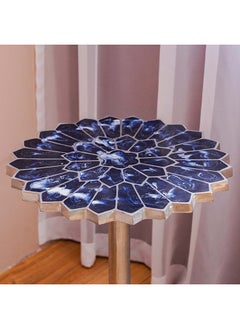 DANUBE HOME Florian Round Metal End Table  Multifunctional Living Room Table Side Table Modern Design Furniture For HomeL 45x45x62 cm Blue/Brushed Silver  - Image 3