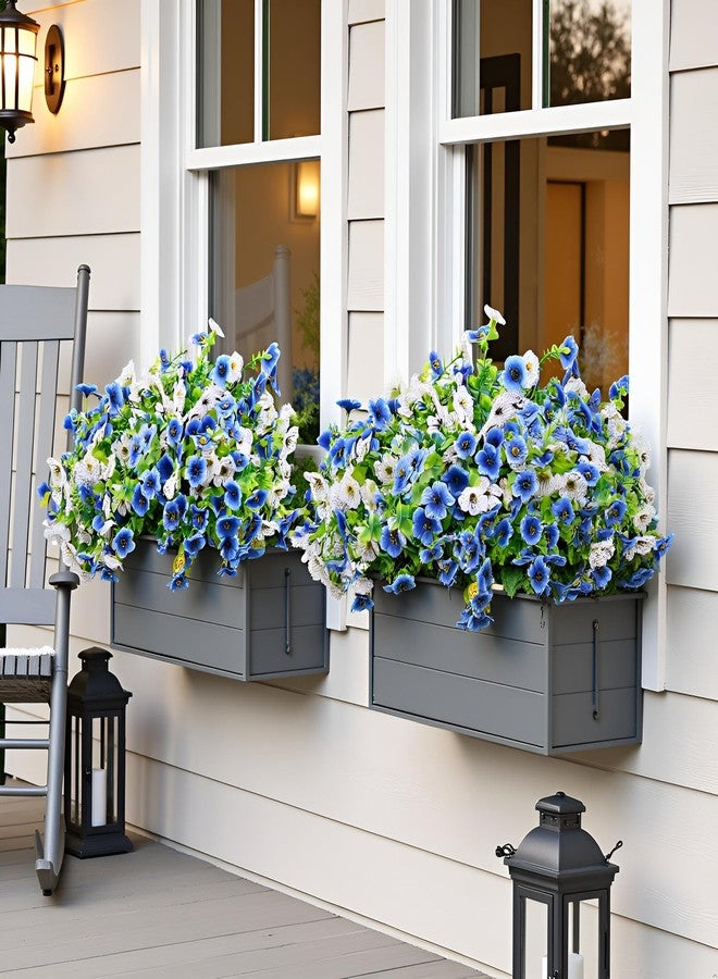 LADADA 6 Bundles Artificial Fake Flowers，Fake Blue Silk Daisy with Eucalyptus for Planter Pot UV Resistant Realistic for Outside Porch Home Patio Garden Decoration (White Blue) - Image 5