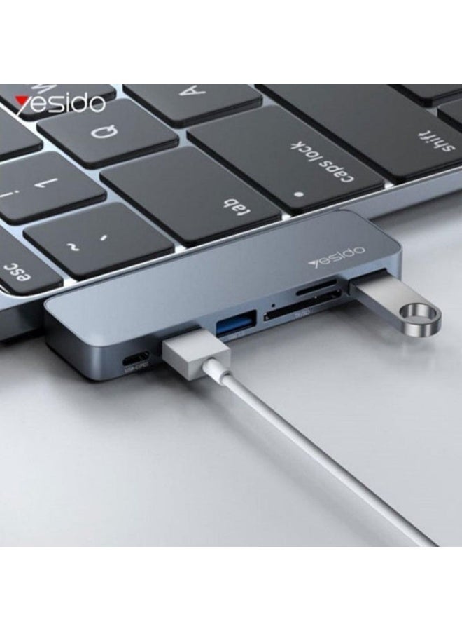 Yesido HB10 Magnetic 6-in-1 Central Hub & Adapter, USB-C to HDMI & USB 3.0, SD/Micro SD Card Reader, Compatible with MacBook & Tablets, High-Speed Data Transfer, Sleek Silver Design - Image 5
