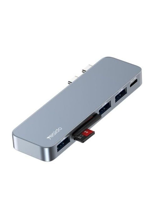 Yesido HB10 Magnetic 6-in-1 Central Hub & Adapter, USB-C to HDMI & USB 3.0, SD/Micro SD Card Reader, Compatible with MacBook & Tablets, High-Speed Data Transfer, Sleek Silver Design - Image 5