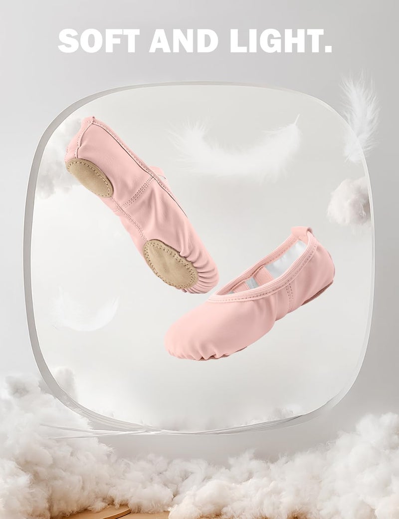 EQSJIU Ballerina Boys Shoes for Little Kid Ballet Pink Heel to Toe 74.80 Inch Pink Shoes for Girls 6-7 Years - Image 3