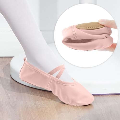 EQSJIU Ballerina Boys Shoes for Little Kid Ballet Pink Heel to Toe 74.80 Inch Pink Shoes for Girls 6-7 Years - Image 4