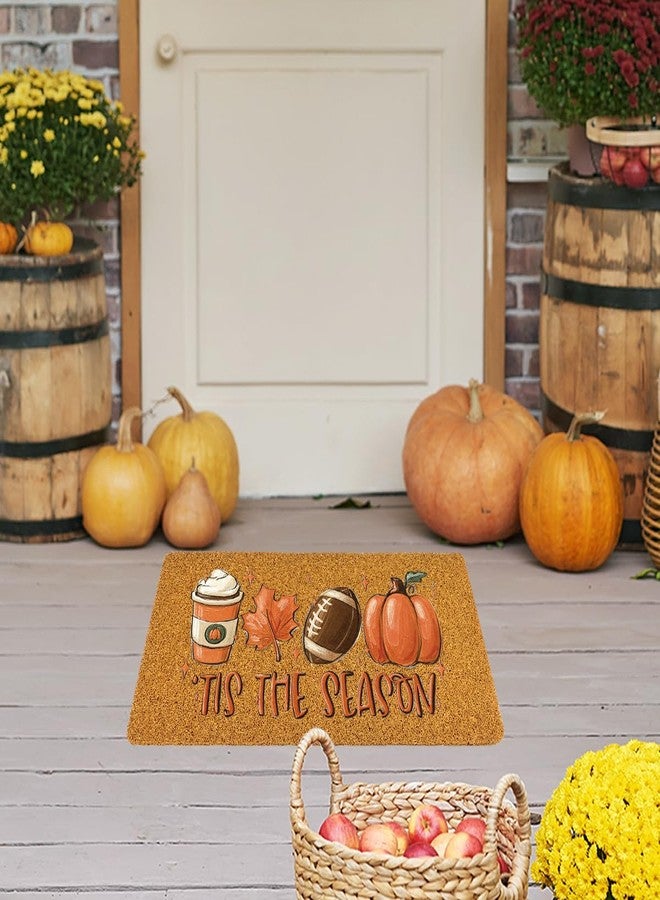 WRSUNT Tis The Season Fall Door Mat Fall Football Pumpkin Front Door Mat Autumn Entrance Rugs for Home Kitchen Autumn Doormat Decorations for Bathroom 17 x 29 inches - Image 5