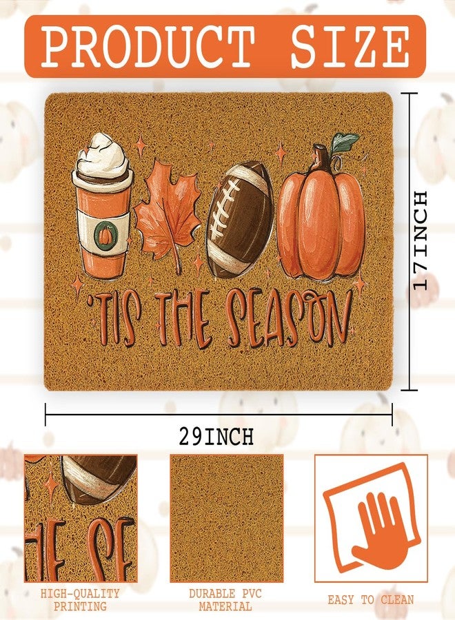 WRSUNT Tis The Season Fall Door Mat Fall Football Pumpkin Front Door Mat Autumn Entrance Rugs for Home Kitchen Autumn Doormat Decorations for Bathroom 17 x 29 inches - Image 2