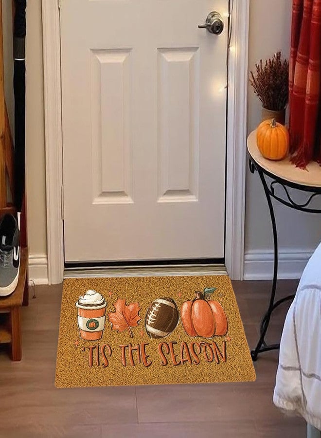 WRSUNT Tis The Season Fall Door Mat Fall Football Pumpkin Front Door Mat Autumn Entrance Rugs for Home Kitchen Autumn Doormat Decorations for Bathroom 17 x 29 inches - Image 3