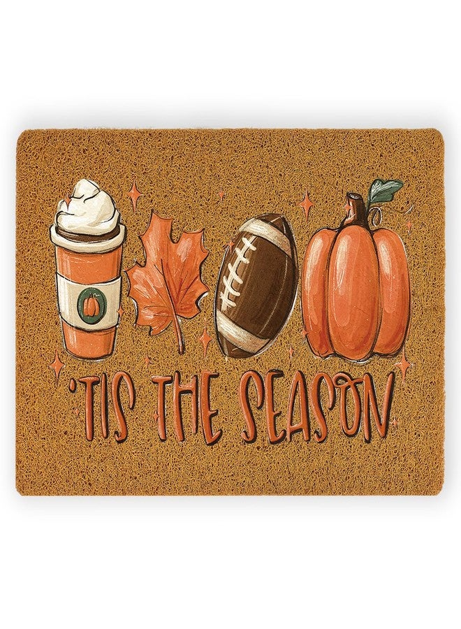 WRSUNT Tis The Season Fall Door Mat Fall Football Pumpkin Front Door Mat Autumn Entrance Rugs for Home Kitchen Autumn Doormat Decorations for Bathroom 17 x 29 inches - Image 1